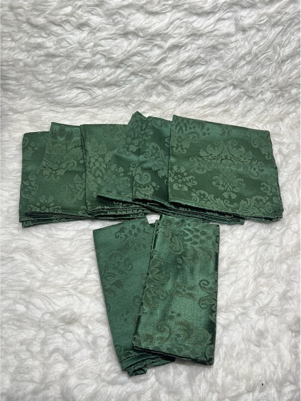 8 green jacquard damask cloth napkin
